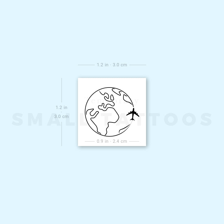 Flying Around The World Temporary Tattoo (Set of 3)