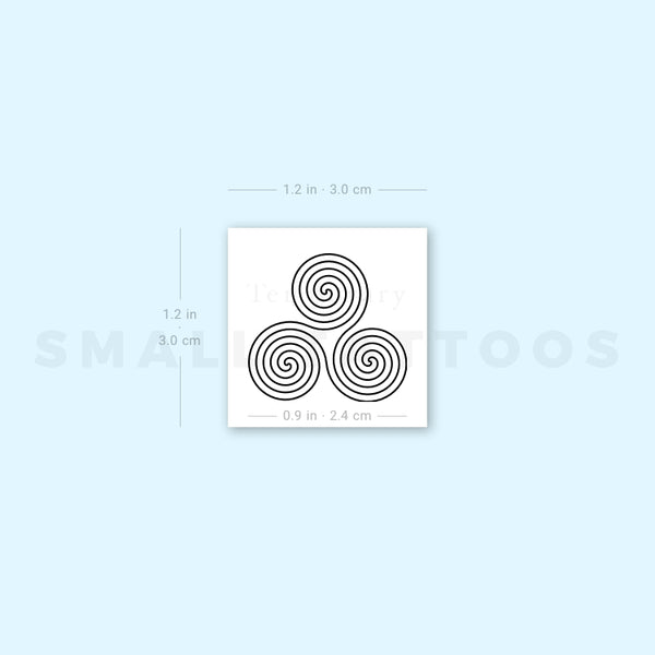 Triple Spiral Triskelion Temporary Tattoo (Set of 3)