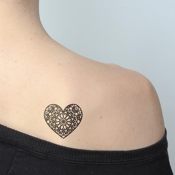 Mandala Heart Temporary Tattoo (Set of 2)