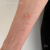 A Dreaming Daisy [Red] by Jakenowicz Temporary Tattoo - Set of 3