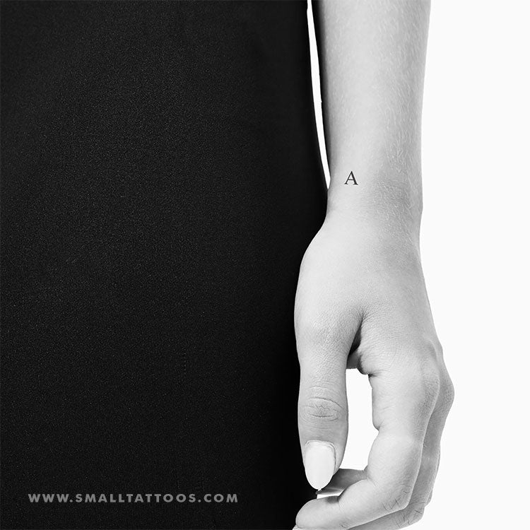 A Uppercase Serif Letter Temporary Tattoo (Set of 3)