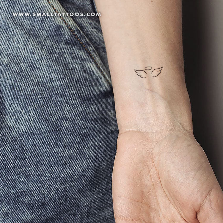 Tatuaje temporal de alas y halo (juego de 3)