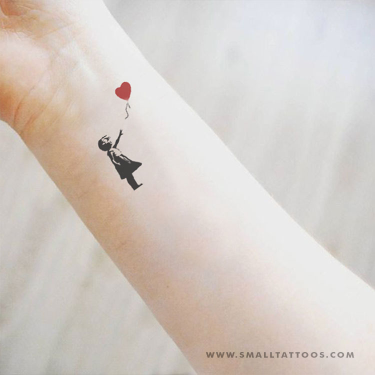 Small Banksy's Balloon Girl Temporary Tattoo (Set of 3)
