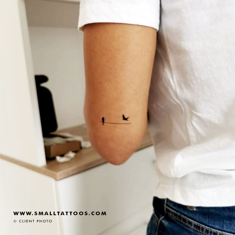 Tatuaje temporal de pájaros en un alambre (juego de 3)