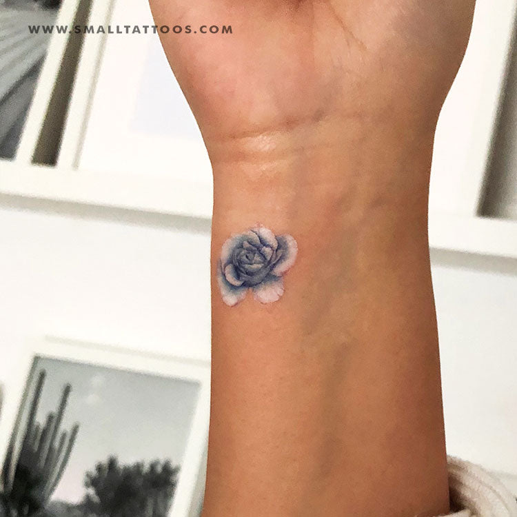 Blue Rose Head Temporary Tattoo by Mini Lau (Set of 3)