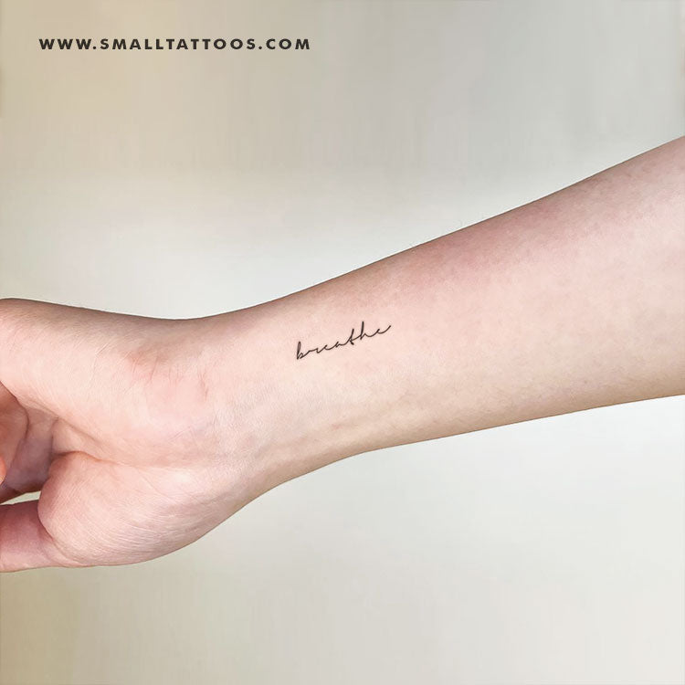 Tatuaje temporal "Breath" con fuente manuscrita (juego de 3)