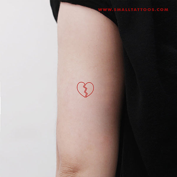 Red Broken Heart Temporary Tattoo (Set of 3)
