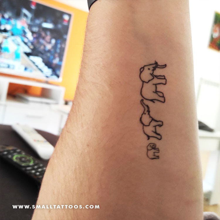 Little Tattoos — Little forearm tattoo of three little elephants.