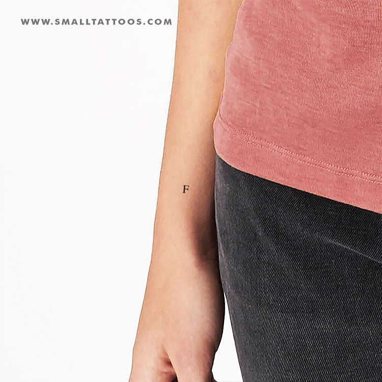 F Uppercase Serif Letter Temporary Tattoo (Set of 3)