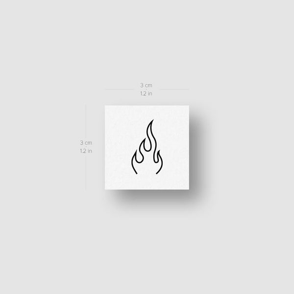 Minimalist Fire Flame Temporary Tattoo (Set of 3)