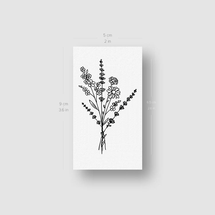 Wild Flower Bouquet Temporary Tattoo (Set of 3)