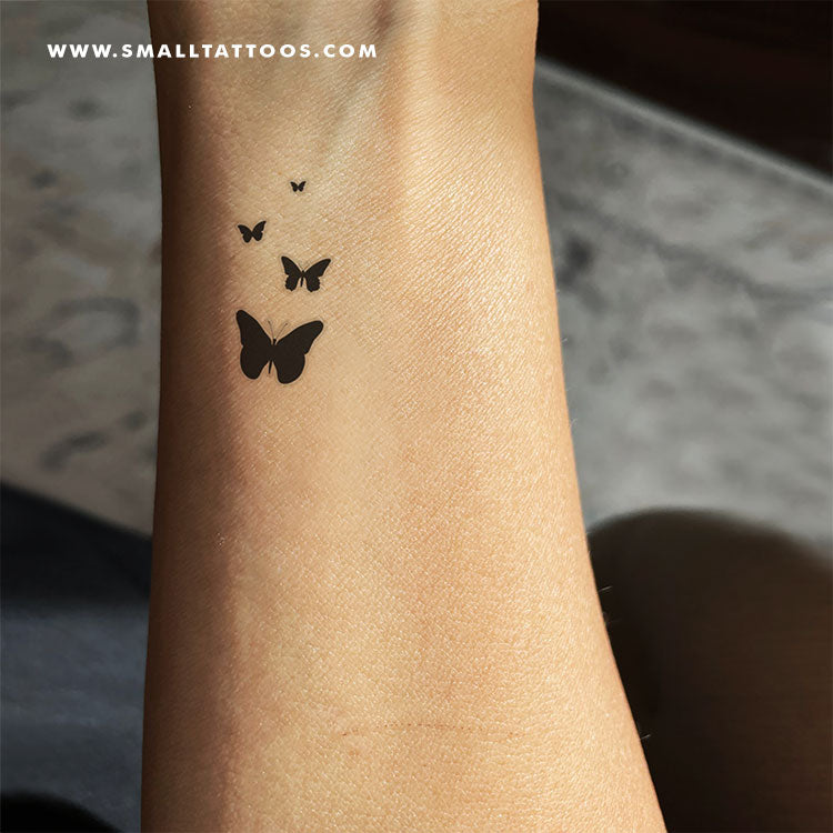 Tatuaje temporal de cuatro mariposas negras (juego de 3)
