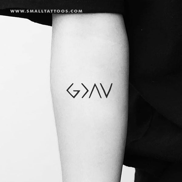 God is Greater Than My Highs and Lows Symbol Temporary Tattoo (Set of 3)