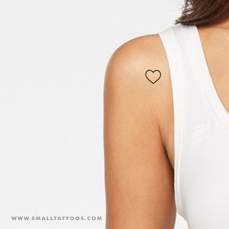 Small Heart Outline Temporary Tattoo (Set of 3)