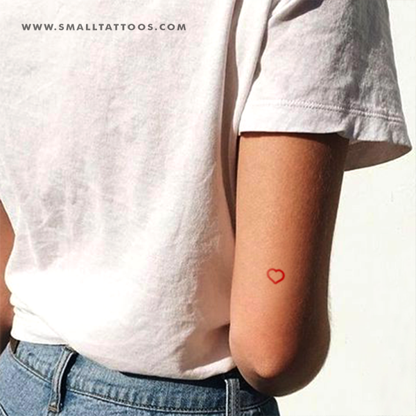 Small Red Heart Outline Temporary Tattoo (Set of 3)