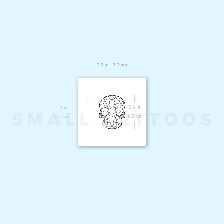 Fine Line Sugar Skull Temporary Tattoo - Set of 3