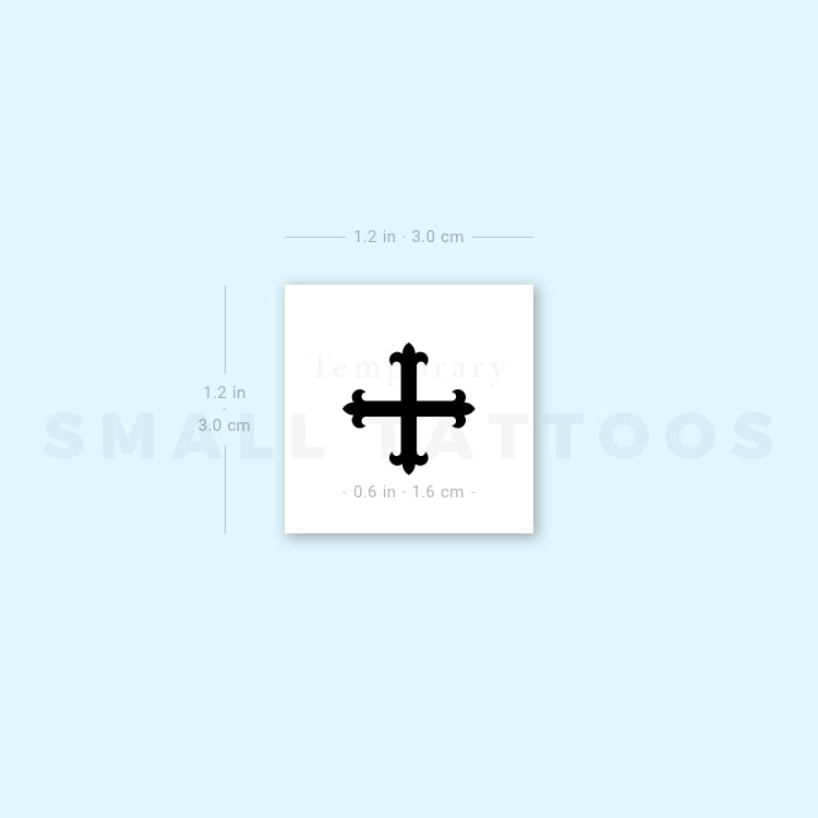 Cross Fleury Temporary Tattoo - Set of 3