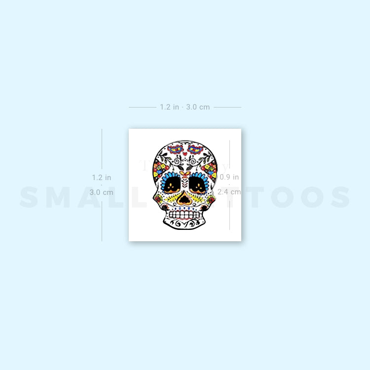 Small Sugar Skull Temporary Tattoo - Set of 3