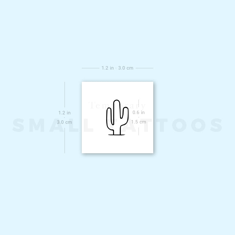 Minimalist Saguaro Cactus Temporary Tattoo - Set of 3