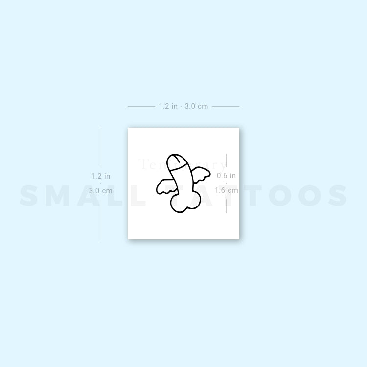 Flying Penis Temporary Tattoo - Set of 3