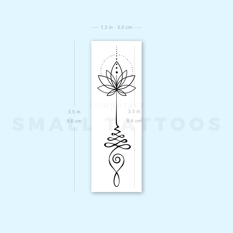 Unalome And Minimalist Lotus Temporary Tattoo - Set of 3