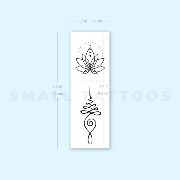 Unalome And Minimalist Lotus Temporary Tattoo - Set of 3