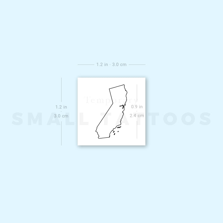 California Map Outline Temporary Tattoo - Set of 3