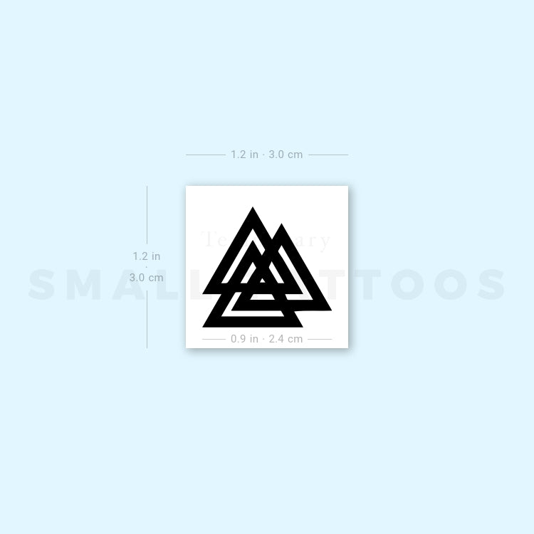 Tatuaje temporal de Valknut tricursal - Juego de 3