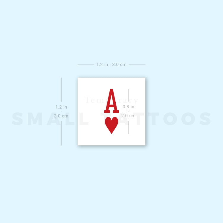 Ace Of Hearts Temporary Tattoo - Set of 3