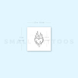 Flaming Heart Temporary Tattoo - Set of 3