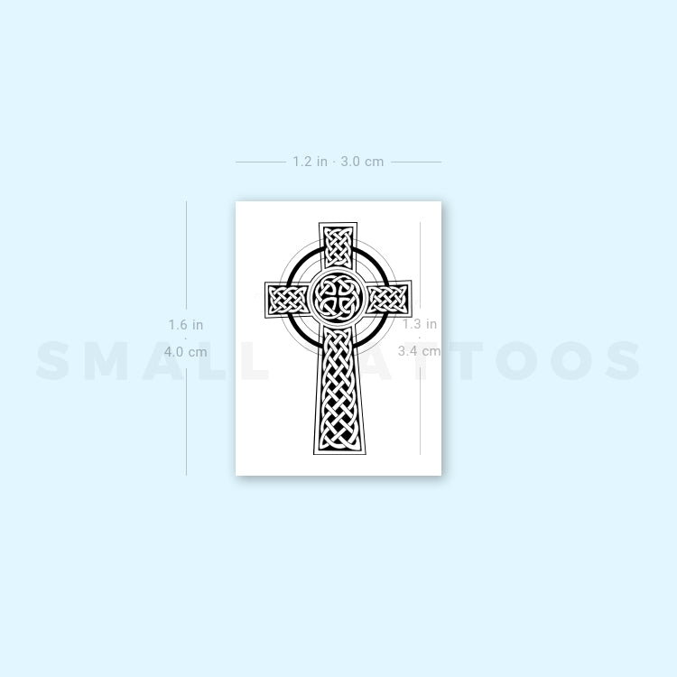 Ornamental Celtic Cross Temporary Tattoo - Set of 3