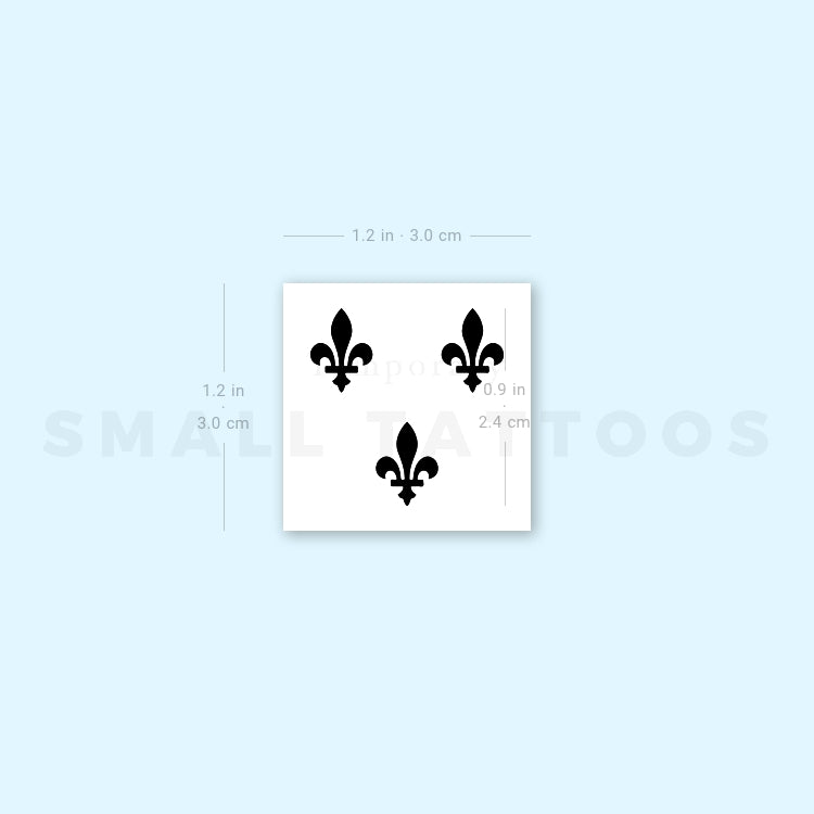 New Orleans Fleur-de-Lis Temporary Tattoo - Set of 3