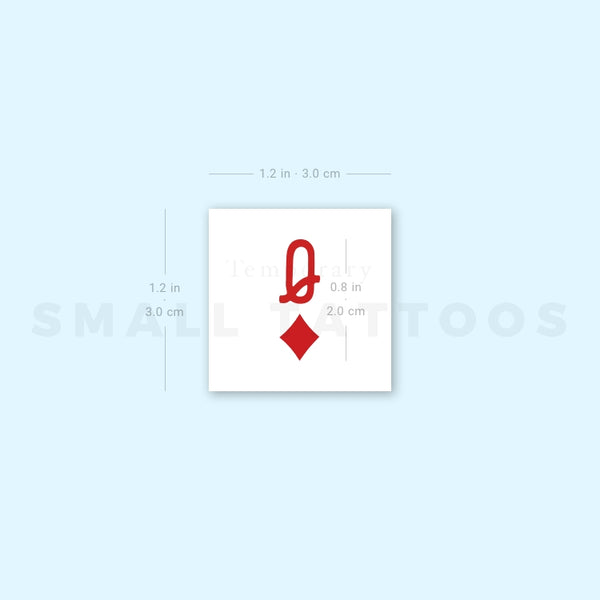 Queen Of Diamonds Temporary Tattoo - Set of 3