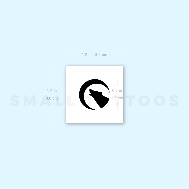Moon Wolf Temporary Tattoo - Set of 3