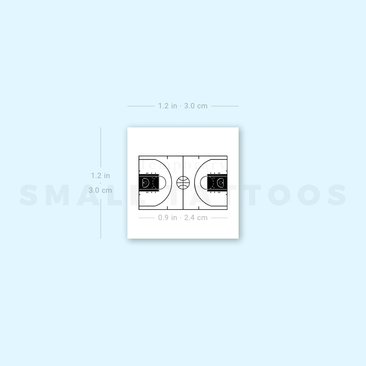 Basketball Court Temporary Tattoo - Set of 3