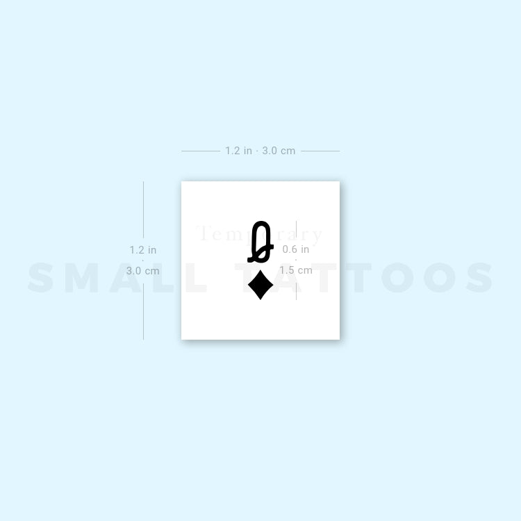 Small Black Queen Of Diamonds Temporary Tattoo - Set of 3