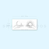 Hand Holding Sun And Moon Temporary Tattoo - Set of 3