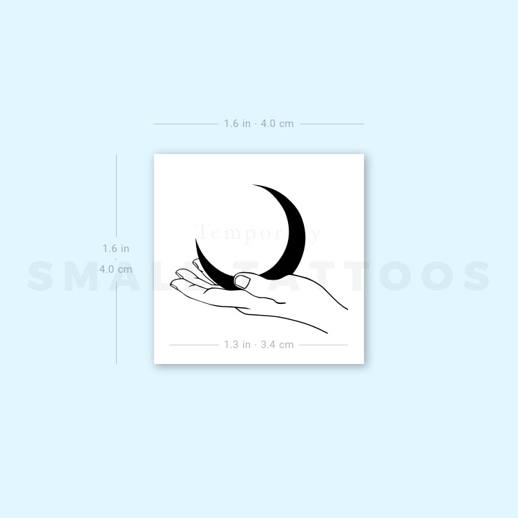 Moon Holding Hand Temporary Tattoo - Set of 3