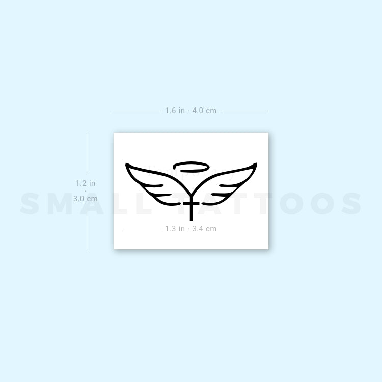 Wings, Cross And Halo Temporary Tattoo - Set of 3