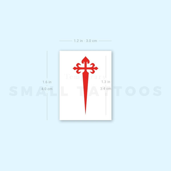Cross Of Santiago Temporary Tattoo - Set of 3