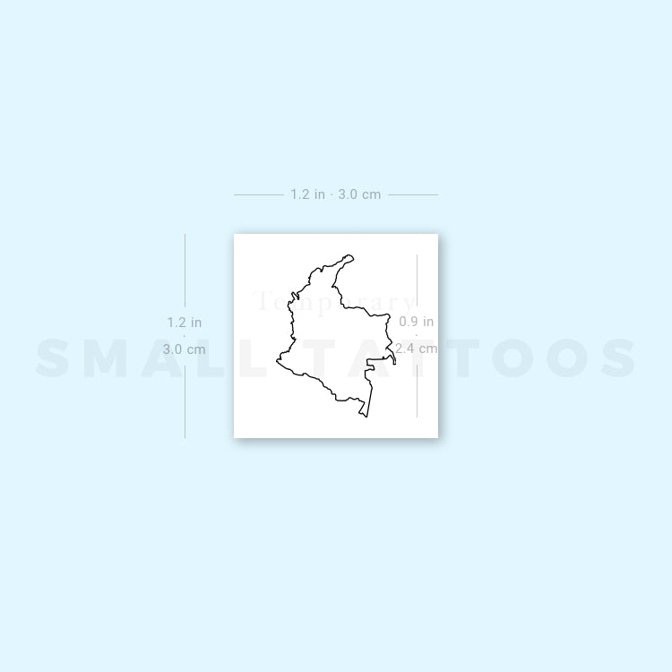 Map Of Colombia Temporary Tattoo - Set of 3