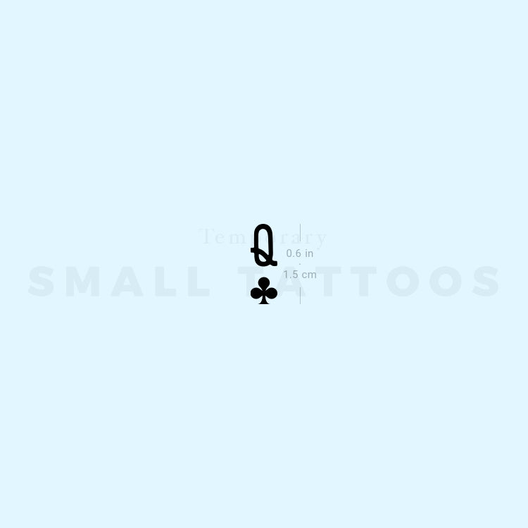 Queen Of Clubs Temporary Tattoo - Set of 3