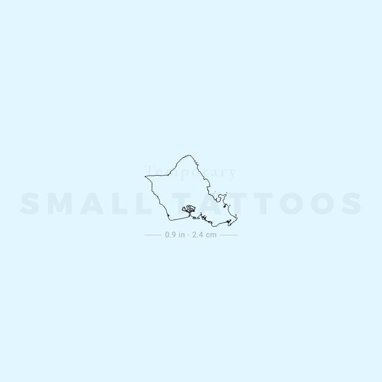 Oahu Map Temporary Tattoo Set of 3 Small Tattoos