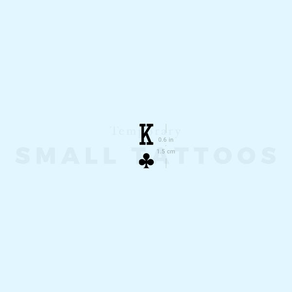 Small King Of Clubs Temporary Tattoo - Set of 3