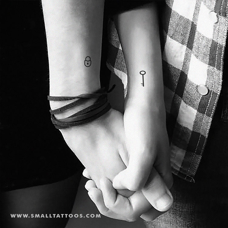 Matching Key and Lock Temporary Tattoo (Set of 3+3)