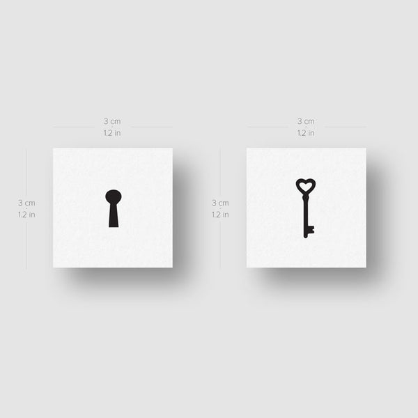Matching Key and Keyhole Temporary Tattoo (Set of 3+3)