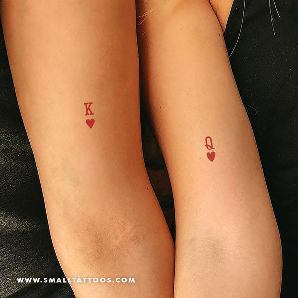 Matching King and Queen of Hearts Temporary Tattoos (Set of 3+3) – Small  Tattoos