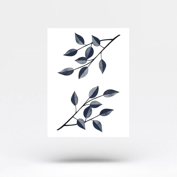Grey Leaves Temporary Tattoo by Zihee (Set of 3)
