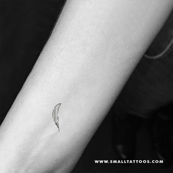 Little Tattoos — Collarbone tattoo of a feather and three birds on...