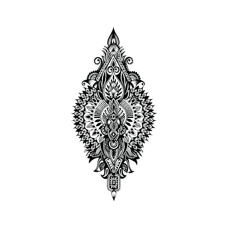 Ornamental Upper Back Temporary Tattoo (Set of 2)